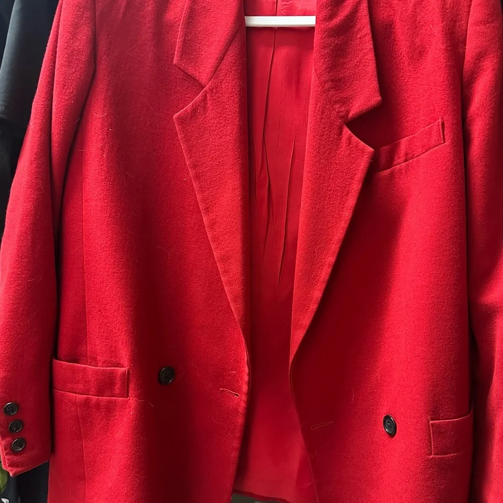 Dior Vibrant Red Women's Blazer with pleated skirt